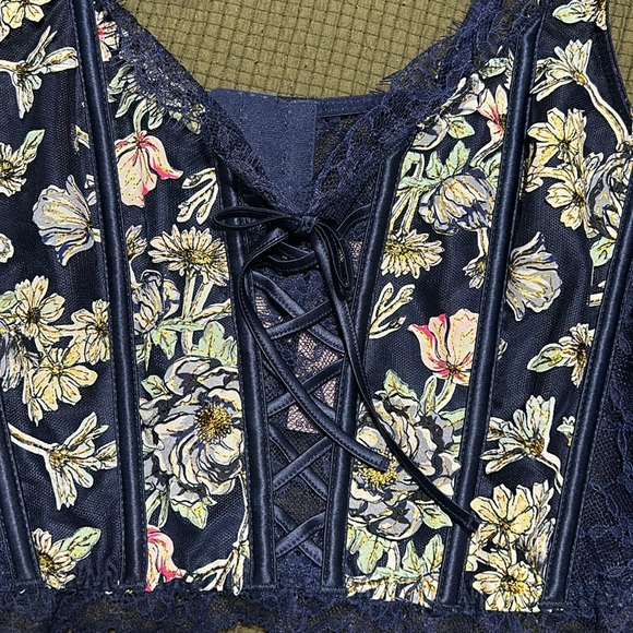 Victoria secret dream angels corset blue floral pattern - Picture 2 of 8